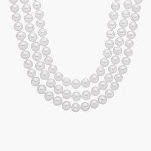Ожерелье из трех нитей пресноводного культивированного жемчуга из 14-каратного белого золота (6 мм) Blue Nile