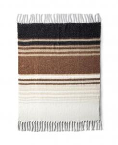 Плед Brushed Cashtouch Lands' End, Rich coffee ombre stripe