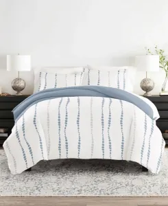 Двусторонний комплект постельного белья из 3 предметов с цветочным и геометрическим узором, размер King/California King Ienjoy Home, синий