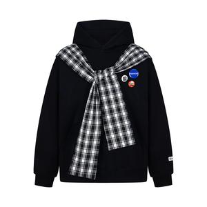 Толстовка Unisex Hooded Moderate Mock Two Piece NEVER RULE, черный fleece-lined[with badge+shawl]