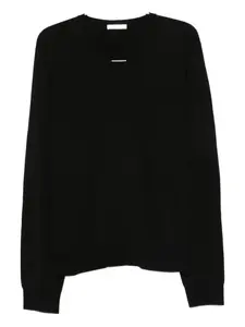 Шерстяной свитер с V-образным вырезом THE ROW, черный