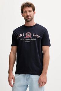 Хлопковая футболка Gant, темно-синий