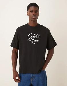 Футболка Calvin Klein Jeans с крупным графическим принтом, черная