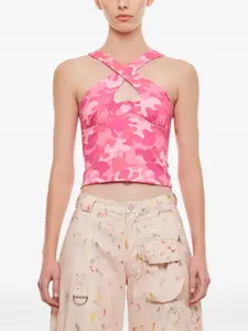 Топ с вырезом и перекрестными бретельками Collina Strada, розовый