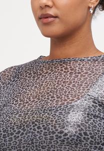 Топ с длинными рукавами CARVICKY LEO SHINY O NECK ONLY Carmakoma, темно-серый