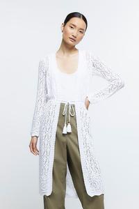 Кардиган макси крючком River Island, белый