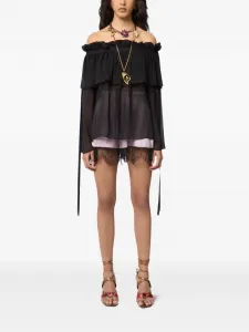 Топ с вырезом лодочкой Nina Ricci, черный