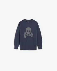 Детский хлопковый джемпер с черепом Scalpers, синий