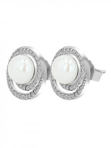 Adeliás Женские серьги-гвоздики из серебра 925 пробы с фианитами в серебряной оправе