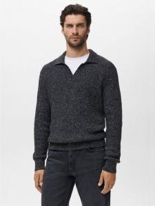 Хлопковая поло с открытым воротником Azores Regular Fit Mango, Dark Grey