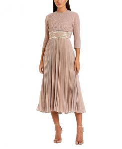 Мерцающее платье миди трапеция с рукавом 3/4 Mac Duggal, розовый