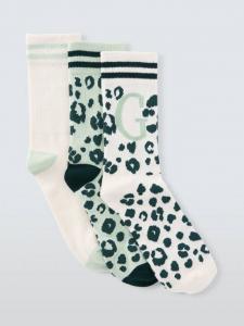 Носки до щиколотки с принтом звериного алфавита John Lewis, G, Pack of 3, Green