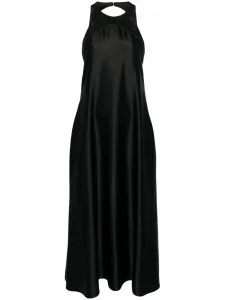 Шелковое платье миди с открытой спиной Giorgio Armani, черный