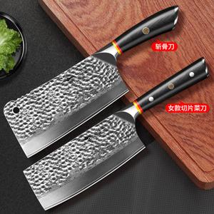 Mad Shark Импортный дамасский фруктовый нож, кухонный острый закаленный нож Santoku для мяса, фруктов и овощей, классический дамаск (женский кухонный нож + тесак)