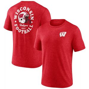 Мужская футболка Fanatics с логотипом Heather Red Wisconsin Badgers Old-School Bold Tri-Blend