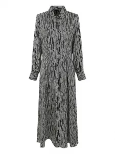 Шелковое платье-рубашка в полоску Kiton, черный