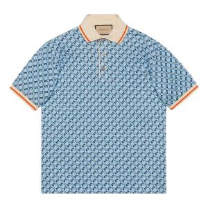 Рубашка поло geometric g cotton piquet polo shirt 'light blue' Gucci, голубой