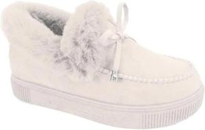 Зимние ботинки Ladmiple для женщин, широкая посадка, снежные ботинки, теплые ботильоны до щиколотки, удобные, без шнурков, с меховой подкладкой для прогулок на улице, White