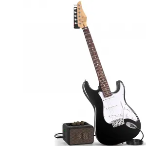 Unbranded Электрогитара - 6-струнная электрогитара с комплектом аксессуаров (черная)