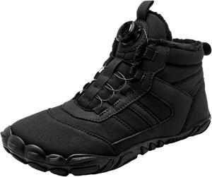 Водонепроницаемые ботинки с широкой носочной частью, минималистичный дизайн для мужчин и женщин, теплые нескользящие зимние ботинки без шнурков, для городских условий, кемпинга, работы и походов Generic, черный