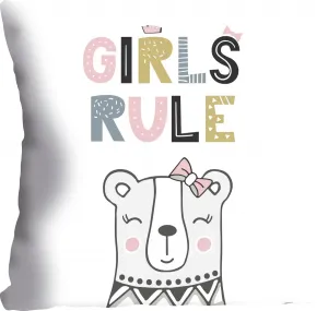 Декоративная подушка Queence "Правило девочек", чехол без наполнителя, 1 шт 40х40 см, цвет bunt + bedruckt