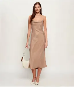 Атласное платье AKILINA Guess Jeans, коричневый