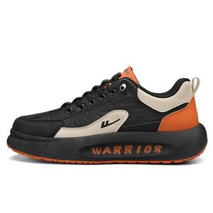 WARRIOR Низкие повседневные мужские туфли черно-бежево-оранжевые, цвет Black/Beige/Orange