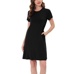 Женское пижамное платье, одежда для сна, эластичная ночная рубашка с карманами, ночная рубашка для отдыха cheibear