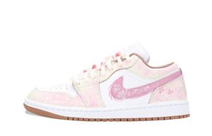 Jordan Air 1 A Sea Of Pink Flowers устойчивые к истиранию низкие винтажные баскетбольные кроссовки Unisex Pink White