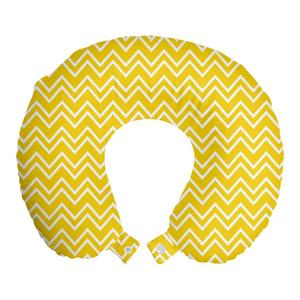 ABAKUHAUS Yellow Travel Pillow Подушка для шеи, желтый с шевронным узором, пенопластовые дорожные принадлежности для самолета и автомобиля, 30x30 см, желтый и белый