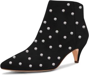 XYD стильные женские ботильоны, низкий каблук-кирпичик, заостренный носок, закрытый носок, боковая молния, выпускной, блестки, вечеринка, мода, короткие ботильоны, Anpassen