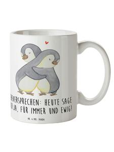 Кофейная кружка с надписью на белом фоне и свадебными клятвами Mr. & Mrs. Panda