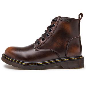 Dunnu Мужские ботинки Martin черно-коричневые на флисовой подкладке, цвет Brown Fleece-Lined