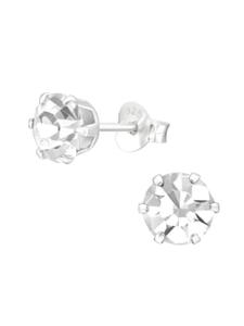Alexander York Серьги-гвоздики с кристаллами, 6 мм, из серебра 925 пробы, комплект из 2 штук