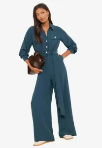 Военный комбинезон с поясом, пуговицами и v-образным вырезом. Lipsy, Dark Green