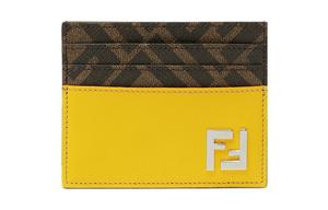 Кожаный с хлопком кардхолдер Regular Мужской Желтый FENDI