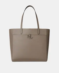 Большая сумка-тоут Cameryn из зернистой кожи Lauren Ralph Lauren, серо-коричневый