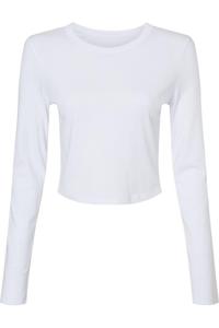 Женская футболка BELLA + CANVAS с длинными рукавами и микрорубчиком для малышей, цвет solid white blend