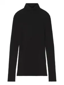 Свитер в рубчик с высоким воротником Lanvin, черный