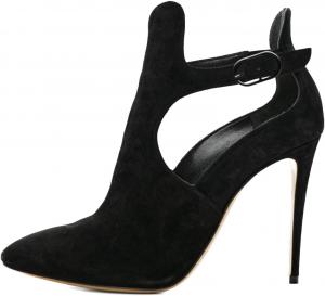 Женские элегантные ботильоны FYS с заостренным носком, ремешком с пряжкой, сексуальными вырезами, шпилькой и высоким каблуком, короткие ботинки для платья, на осень, для свадебной вечеринки, размеры 4-16 US, Black