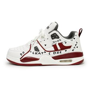 Kinglake Износостойкие амортизирующие лоу-топ скейтборд кроссовки унисекс белый бордовый, цвет White Burgundy