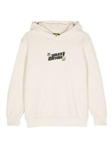Barrow kids хлопковая толстовка с капюшоном и принтом медведя, белый