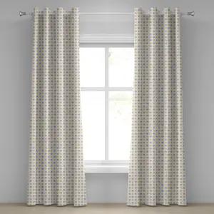 Винтажная штора на люверсах ABAKUHAUS, сине-оранжевый горошек на белом фоне, классический цветной узор в стиле шебби-шик, декоративные двухпанельные шторы, 280 см x 245 см, цвет: сине-оранжевый, белый Abakuhaus