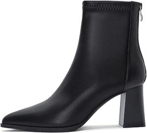 Женские модные ботильоны с высоким каблуком Удобные ботильоны с широким каблуком и заостренным носком Generic, 34 Black