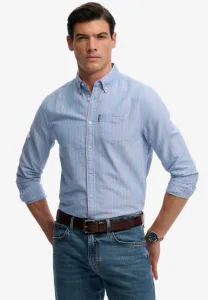 Базовая рубашка с длинным рукавом в оксфордском стиле Superdry & Co, Blue Pink Stripe