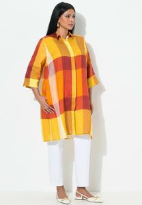 Платье-рубашка MADRAS CHECK 3/4 SLEEVE Ulla Popken, оранжевый