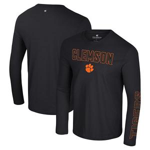 Мужская черная футболка с длинным рукавом clemson tigers color pop active blend 2-hit Colosseum