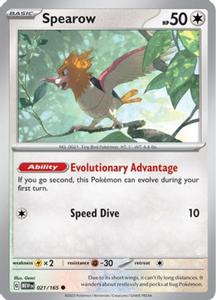 Карточная игра Spearow 21 - SV Scarlet and Violet 151 Reverse Holofoil
