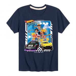 Футболка Hot Wheels Lets Race с изображением персонажей для мальчиков 8–20 лет, темно-синий