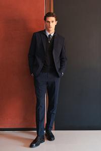 Жакет из смесовой шерсти приталенного кроя. H&M, синий